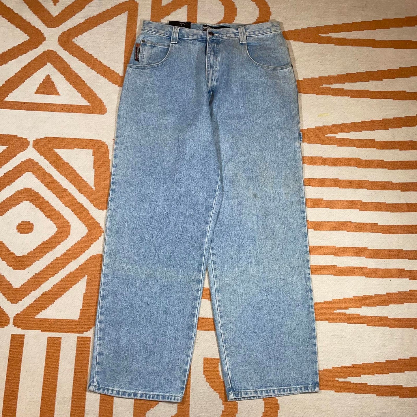 Southpole 00s Embroidered Light Blue Baggy Denim Jeans 34x32