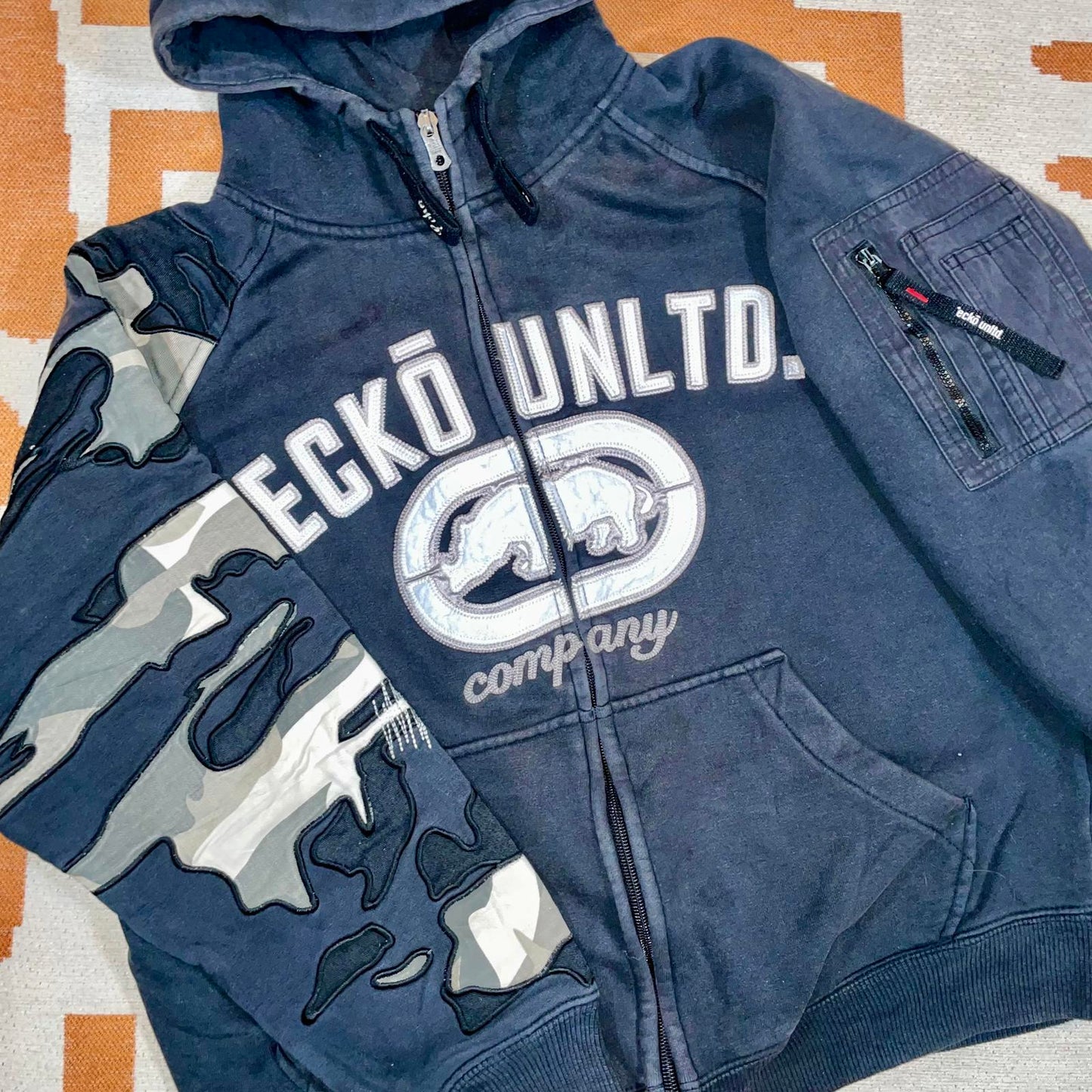 Ecko Unltd. 90s Rhino Camo Embroidered Zip Hoodie XS