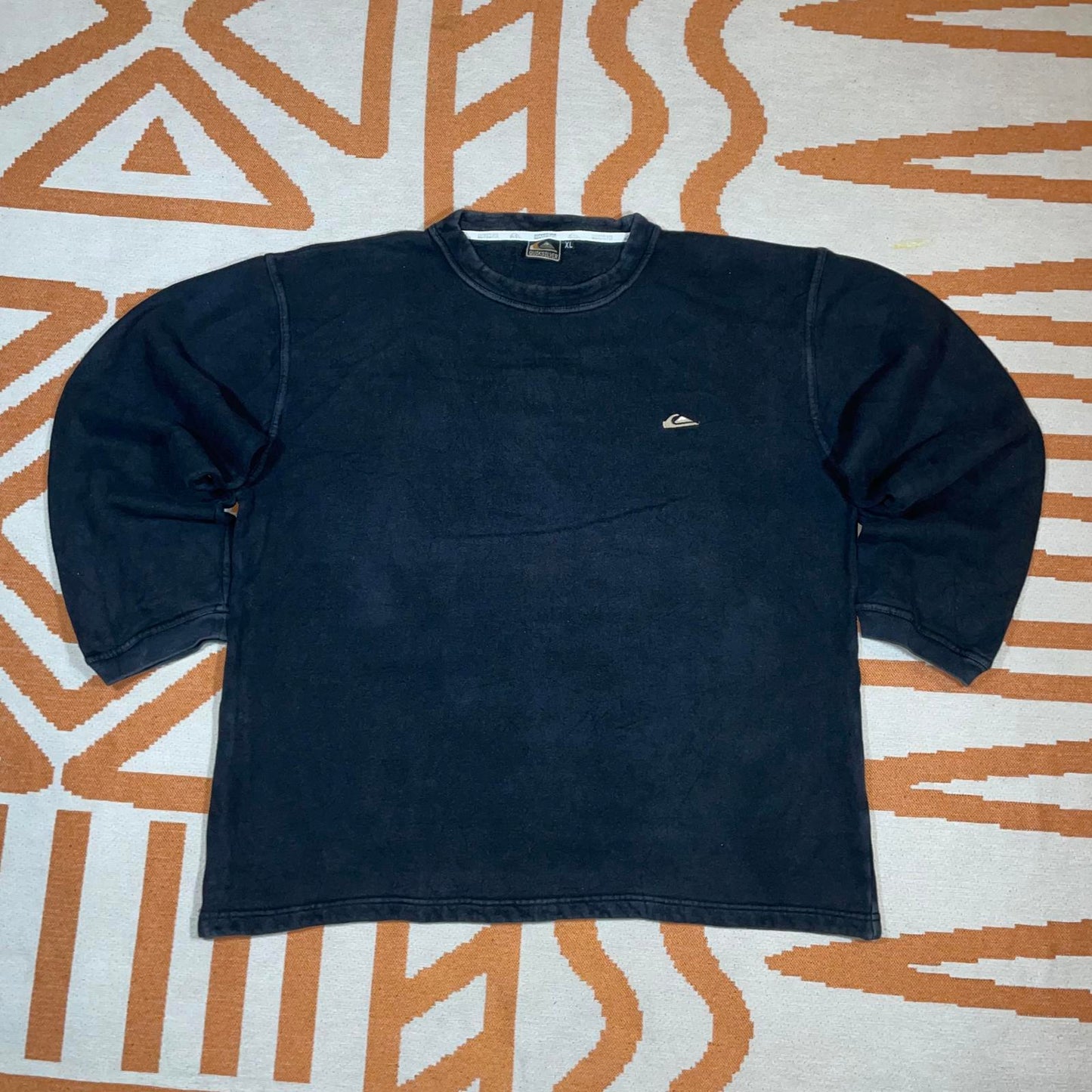 Quiksilver 90s Black Hibiscus Imprinted Sweatshirt XL