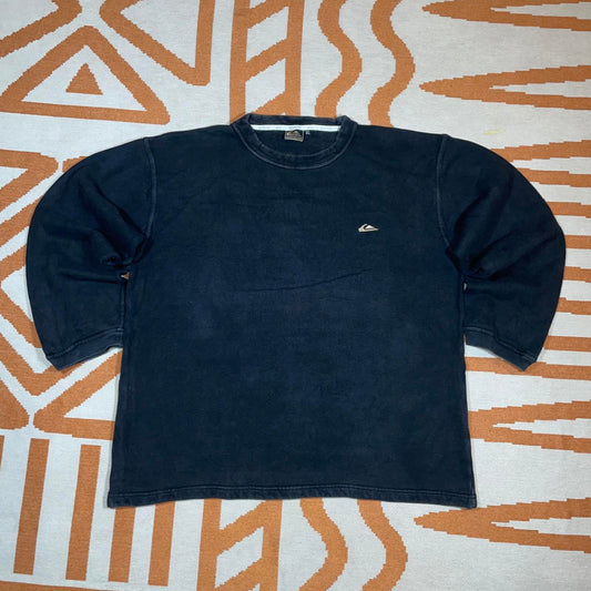 Quiksilver 90s Black Hibiscus Imprinted Sweatshirt XL