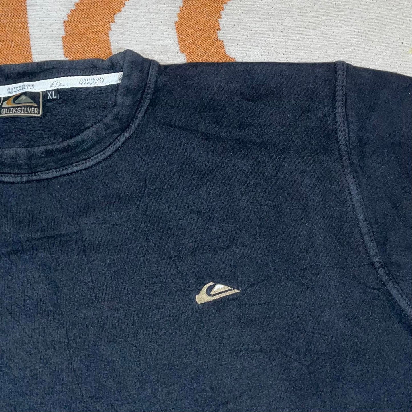 Quiksilver 90s Black Hibiscus Imprinted Sweatshirt XL