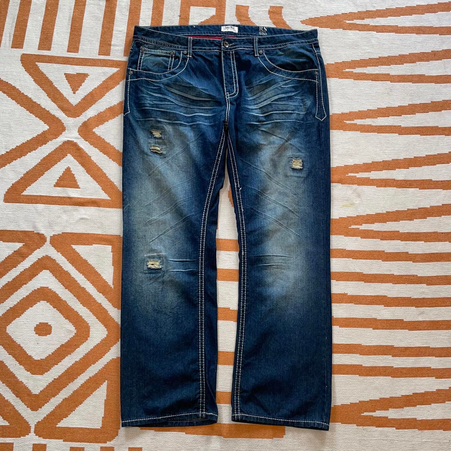 Antique Rivet 00s Contrast Stitch Jeans 42x32