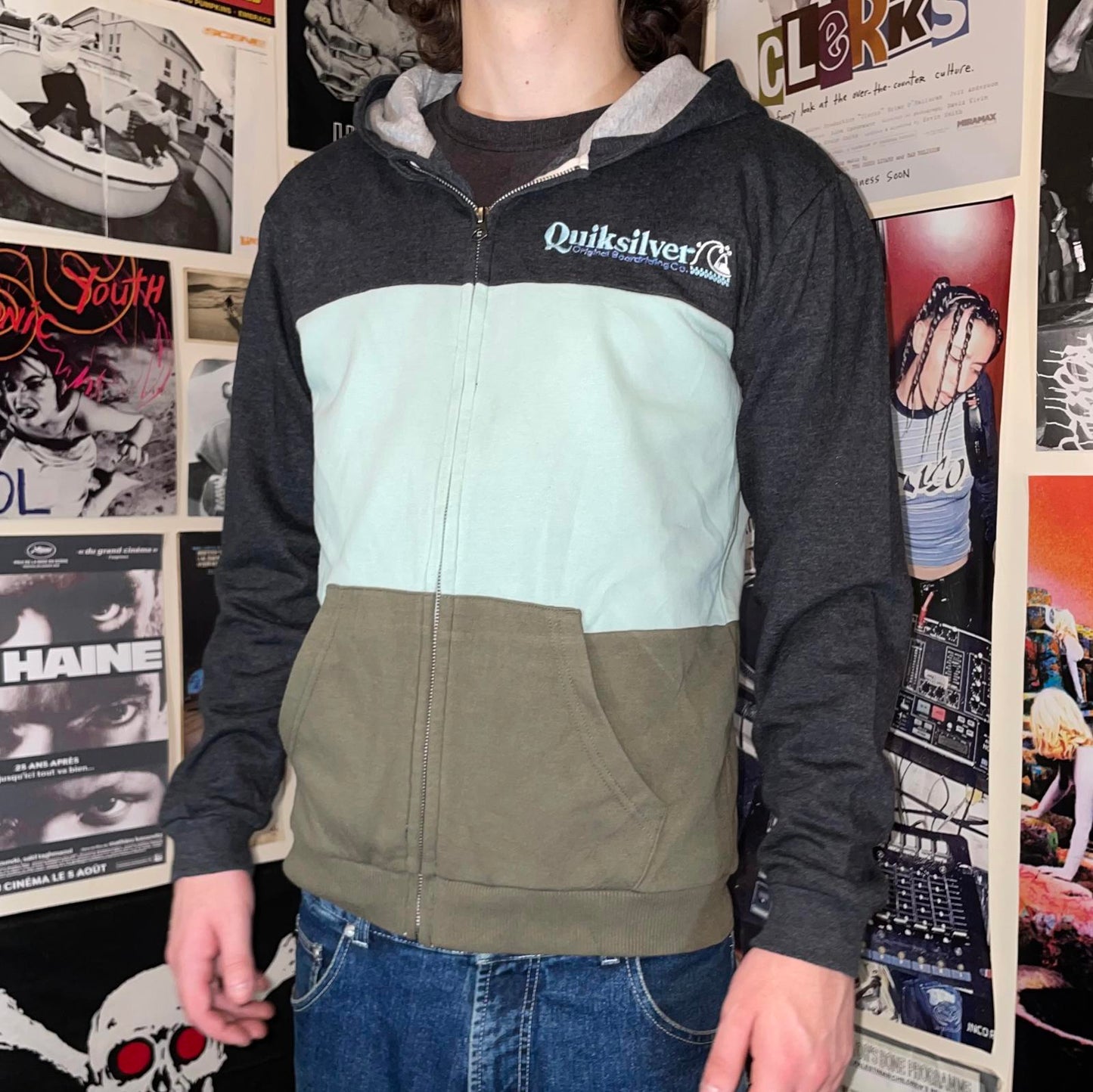 Quiksilver 00s Panelled Zip Hoodie 16/XL