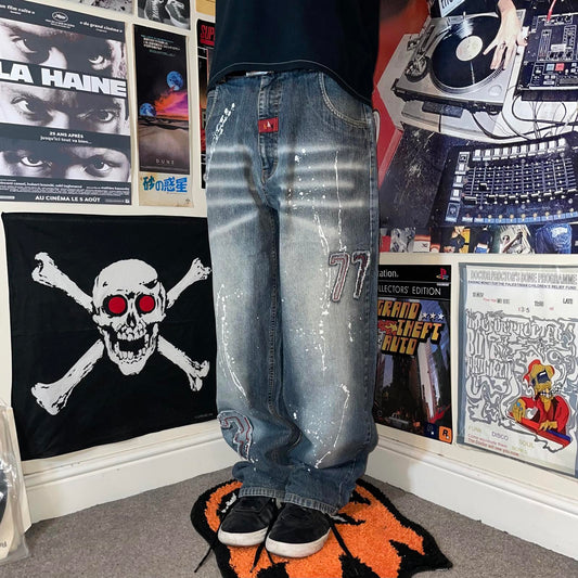 Tipster 00s Embroidered Baggy Jeans 35x32