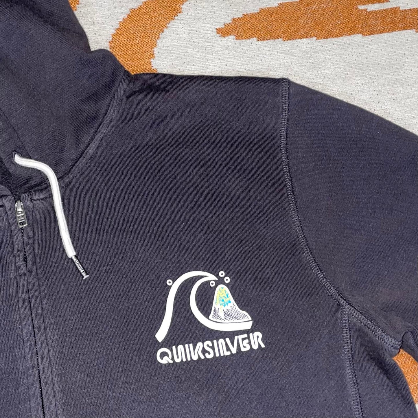 Quiksilver 00s Wave Print Zip Hoodie S