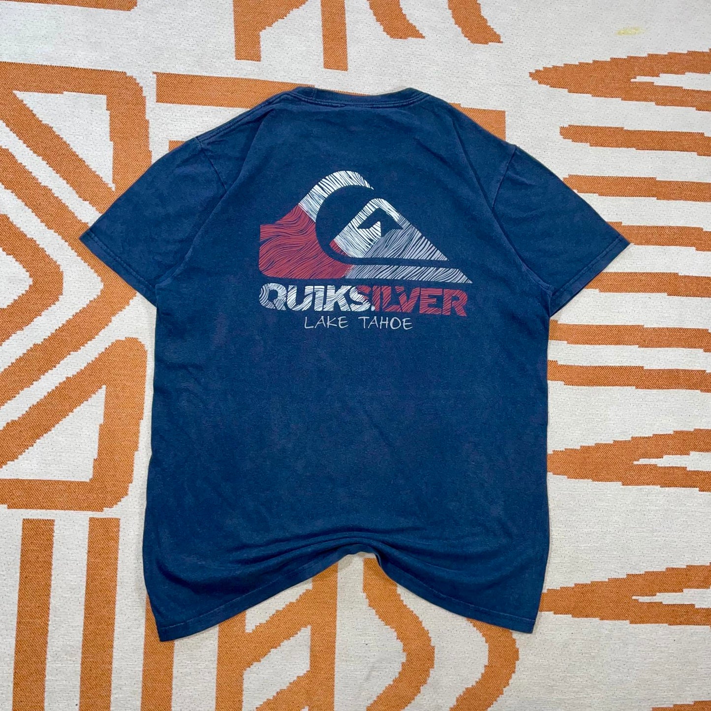 Quiksilver 00s Lake Tahoe Logo Print T-Shirt M