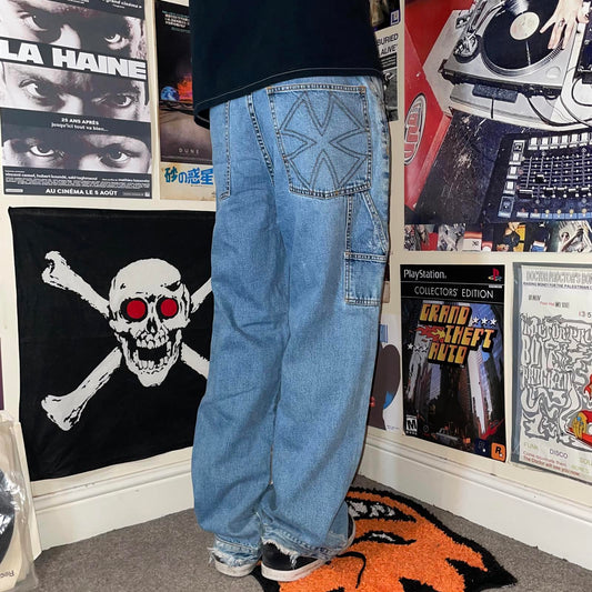 Surf Cult 90s Embroidered Baggy Cross Jeans 32x30
