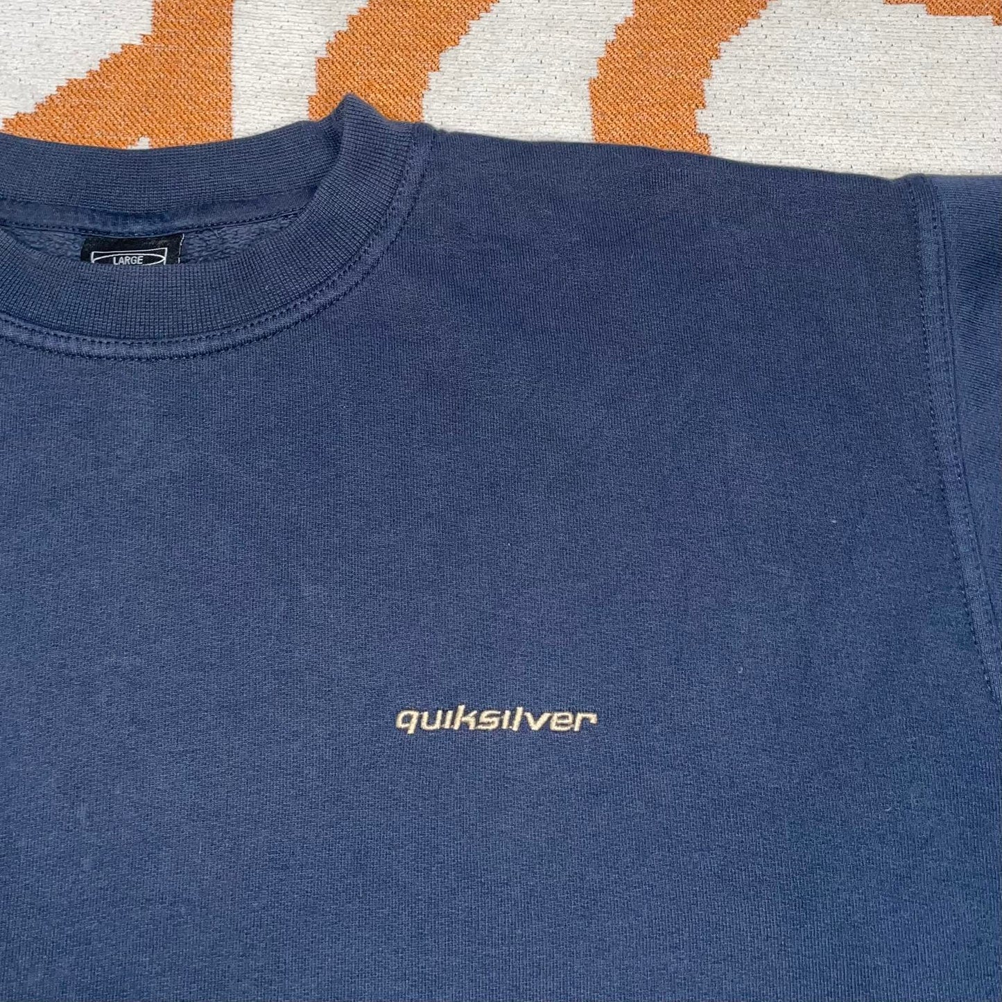 Quiksilver 90s Embroidered Camo Logo Navy Sweatshirt L