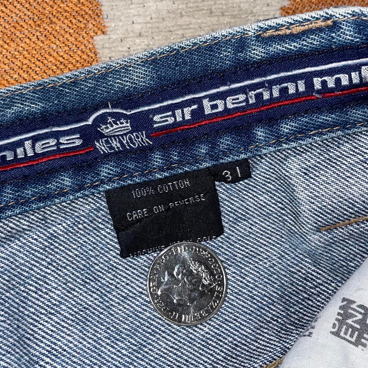 Sir Benni Miles 90s Embroidered Reflective Blue Jeans 31x32