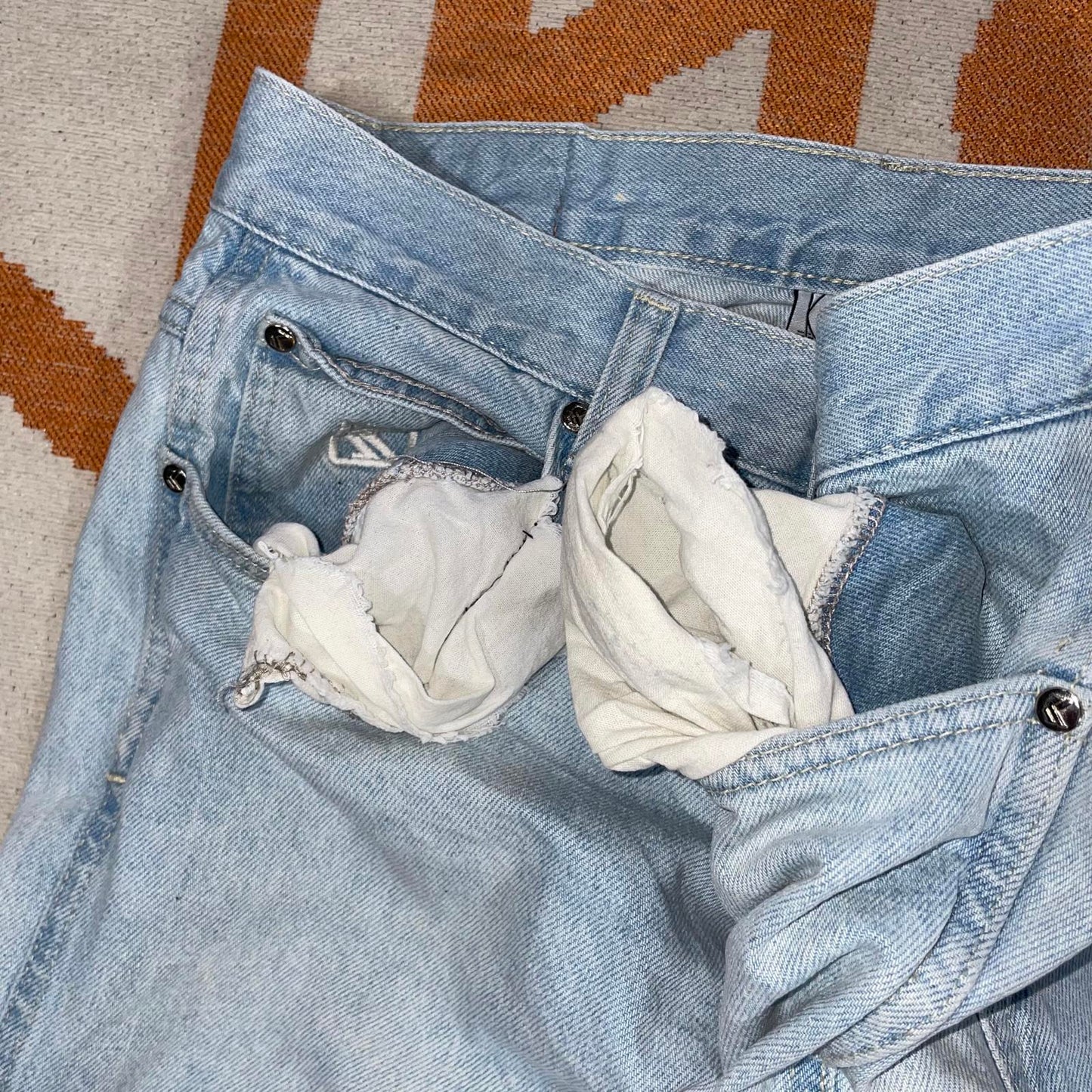 Karl Kani 00s Embroidered Light Blue Denim Jeans 32x32