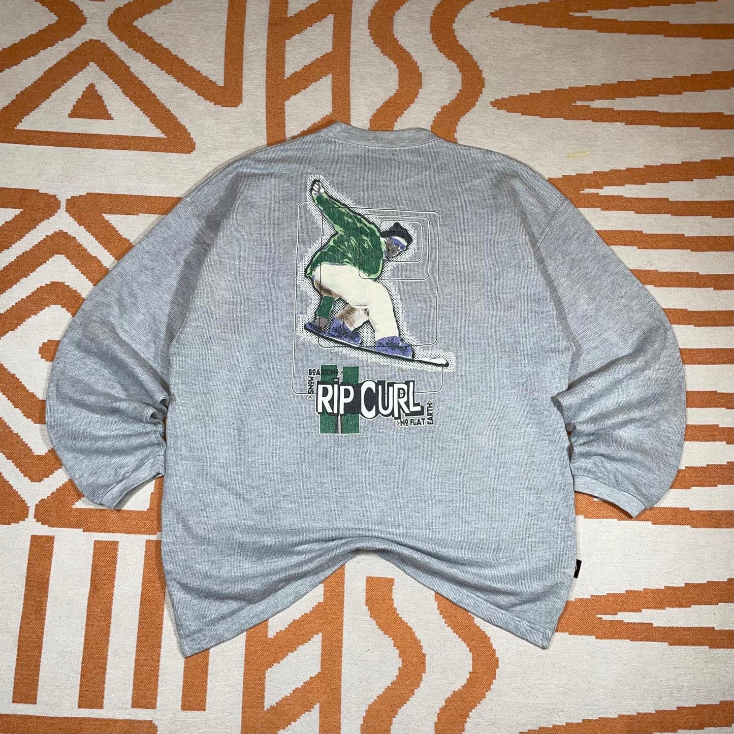 Rip Curl 90s Snowboarder Graphic Grey Sweatshirt XL