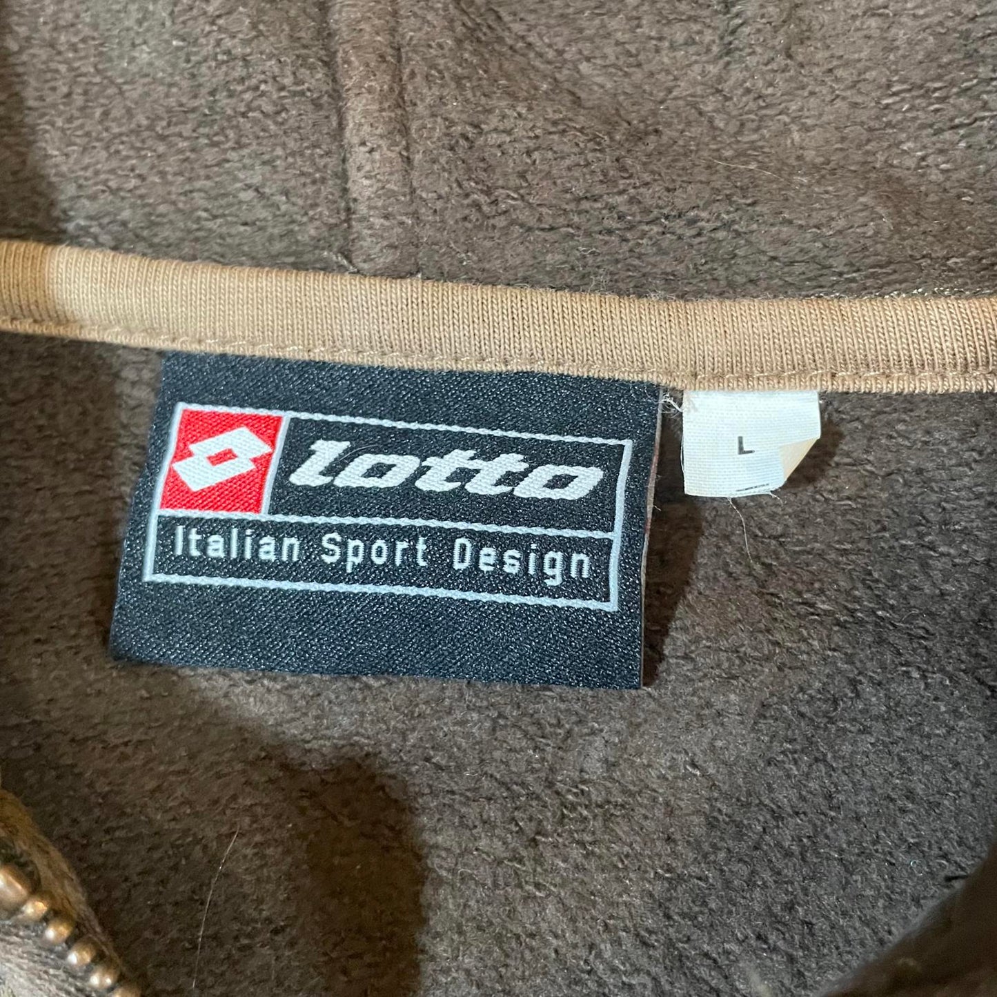 Lotto 00s Logo Pattern Brown Zip Hoodie L