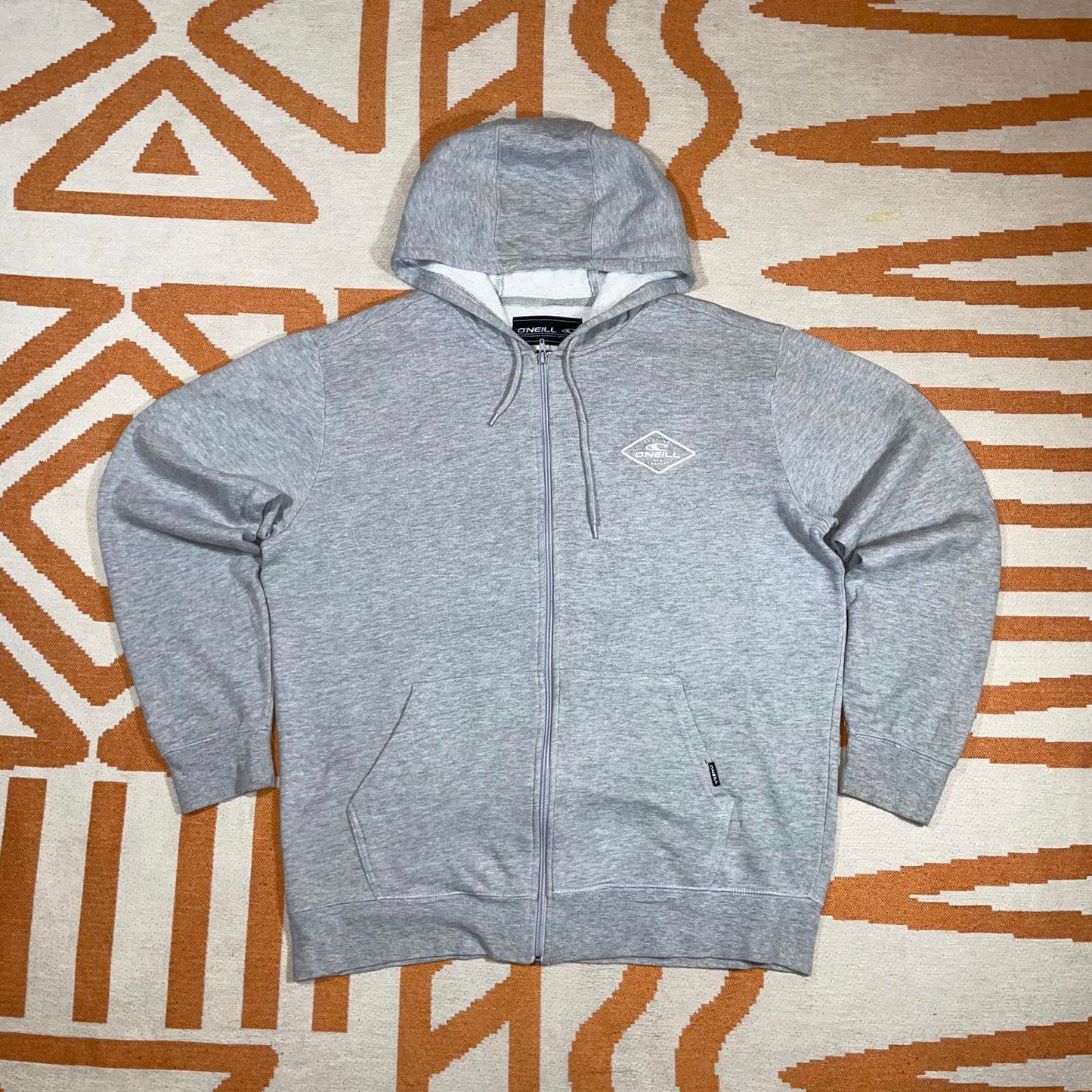 O’Neill 00s Graphic Surf Zip Grey Hoodie L