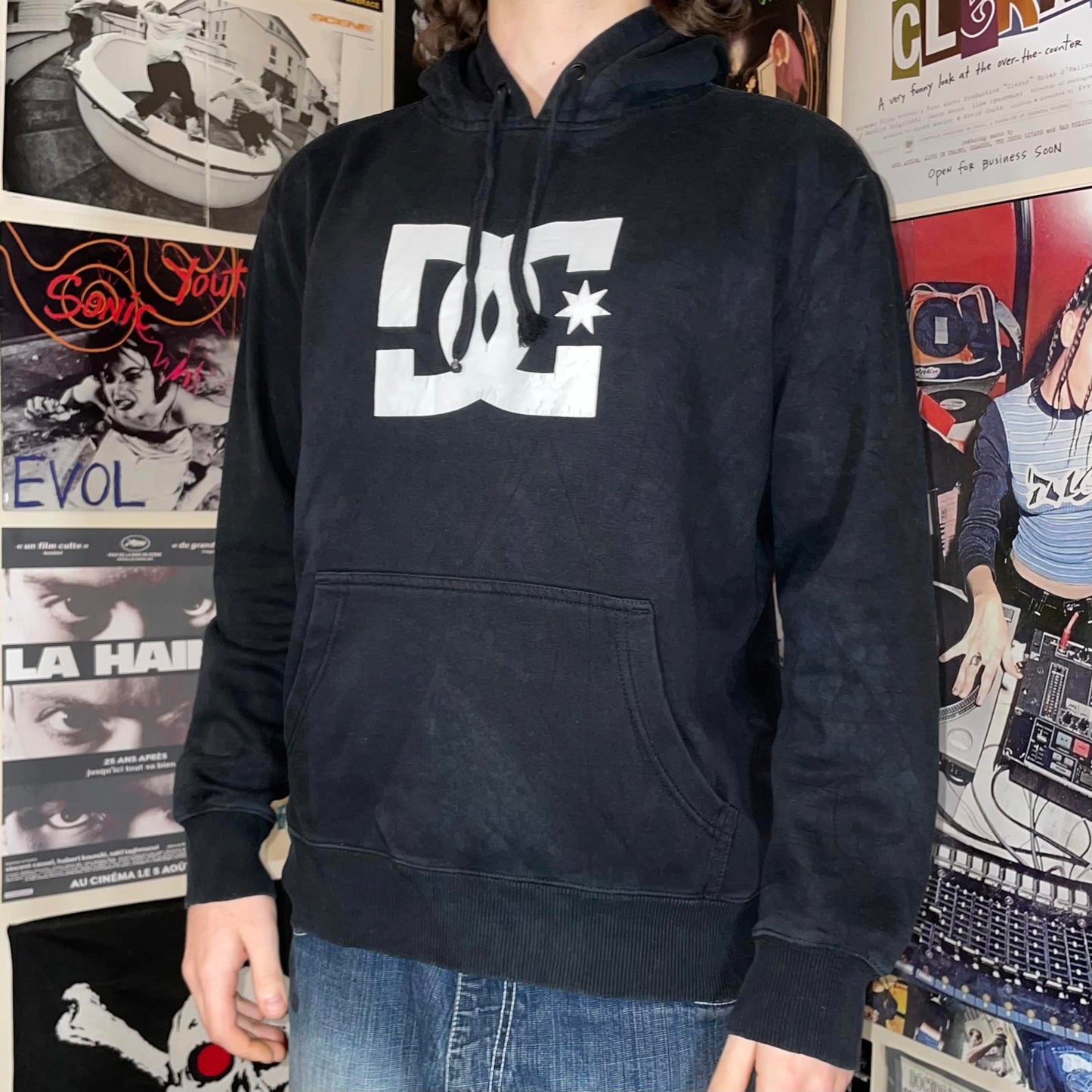 DC 00s Logo Graphic Black Hoodie M