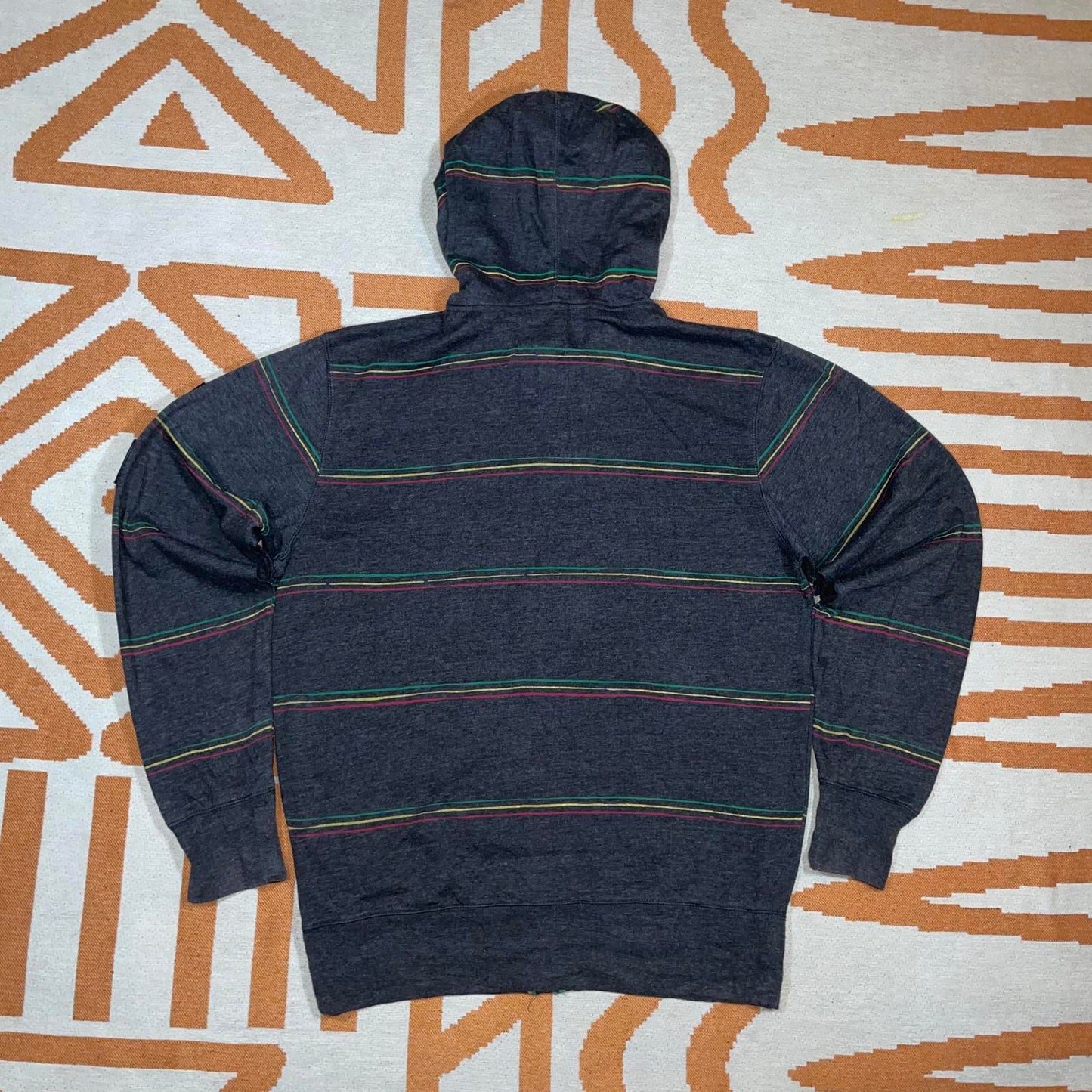 Billabong x Bob Marley 00s Striped Grey Reggae Zip Hoodie L