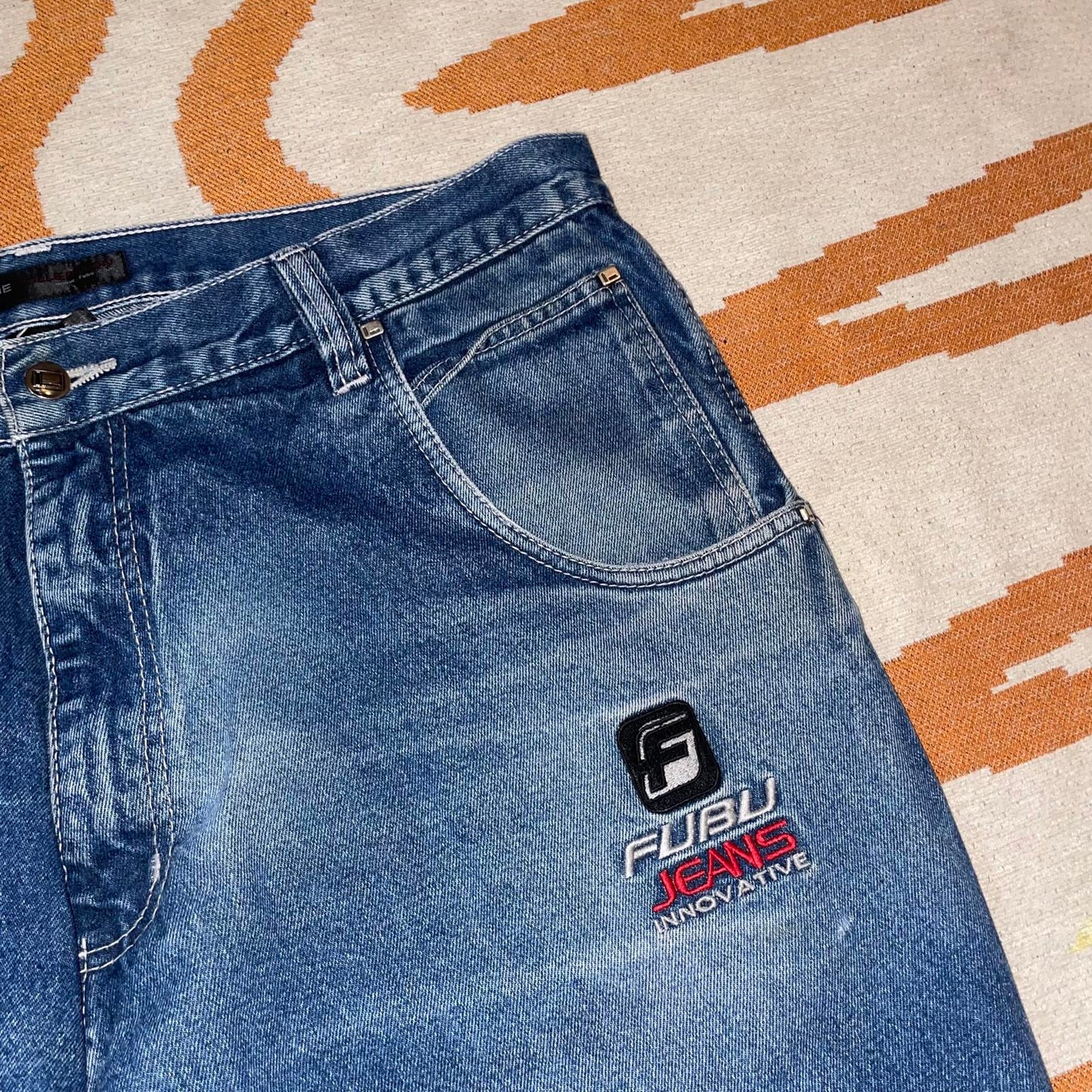 FUBU 90s Baggy Embroidered Jeans 42x34