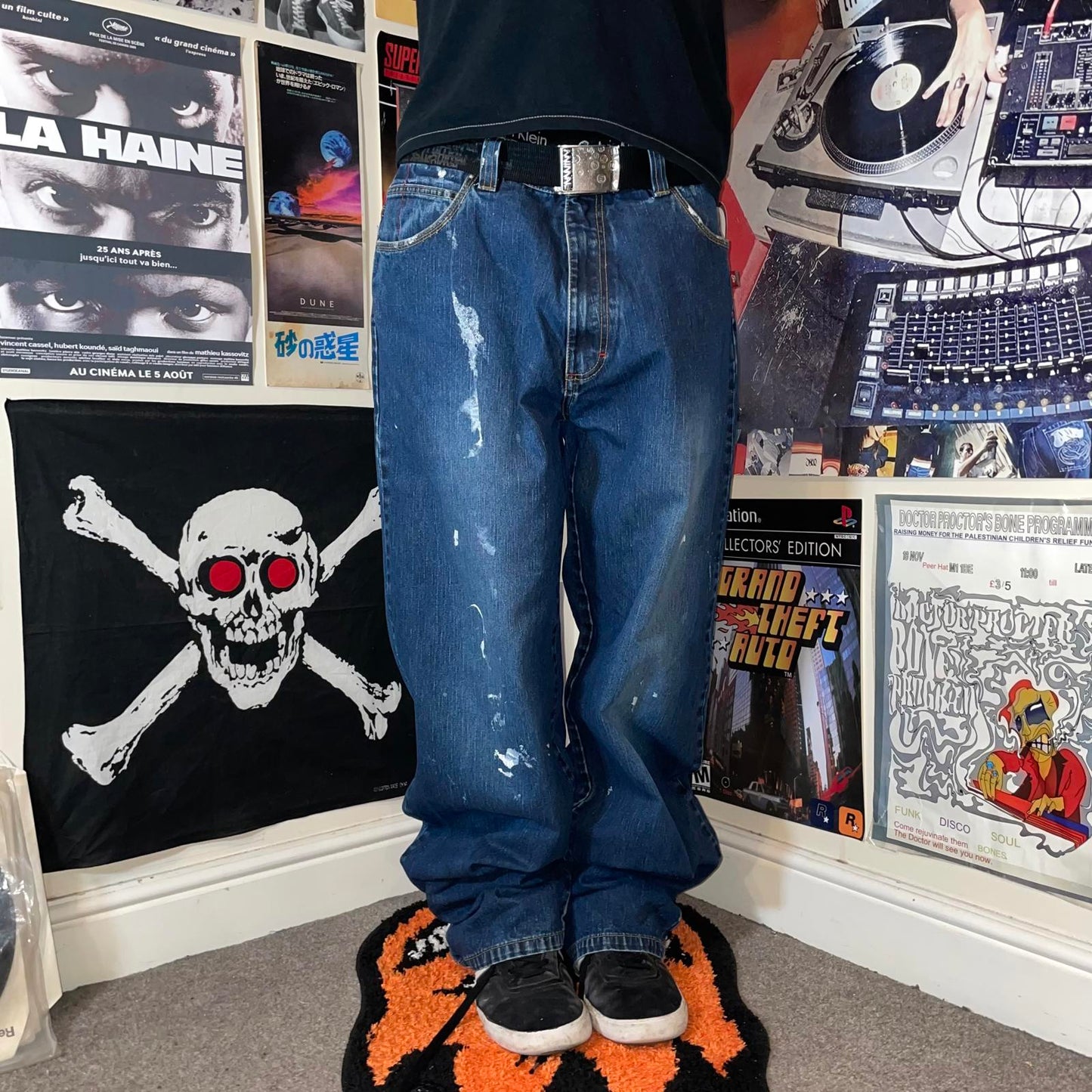 Johnny Blaze 90s Baggy Embroidered Jeans 36x34