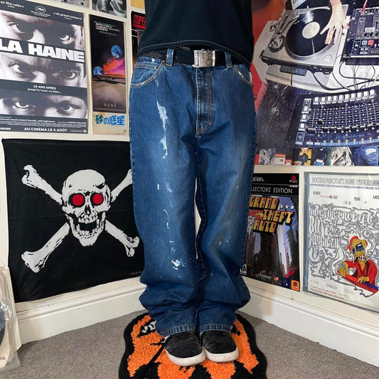 Johnny Blaze 90s Baggy Embroidered Jeans 36x34