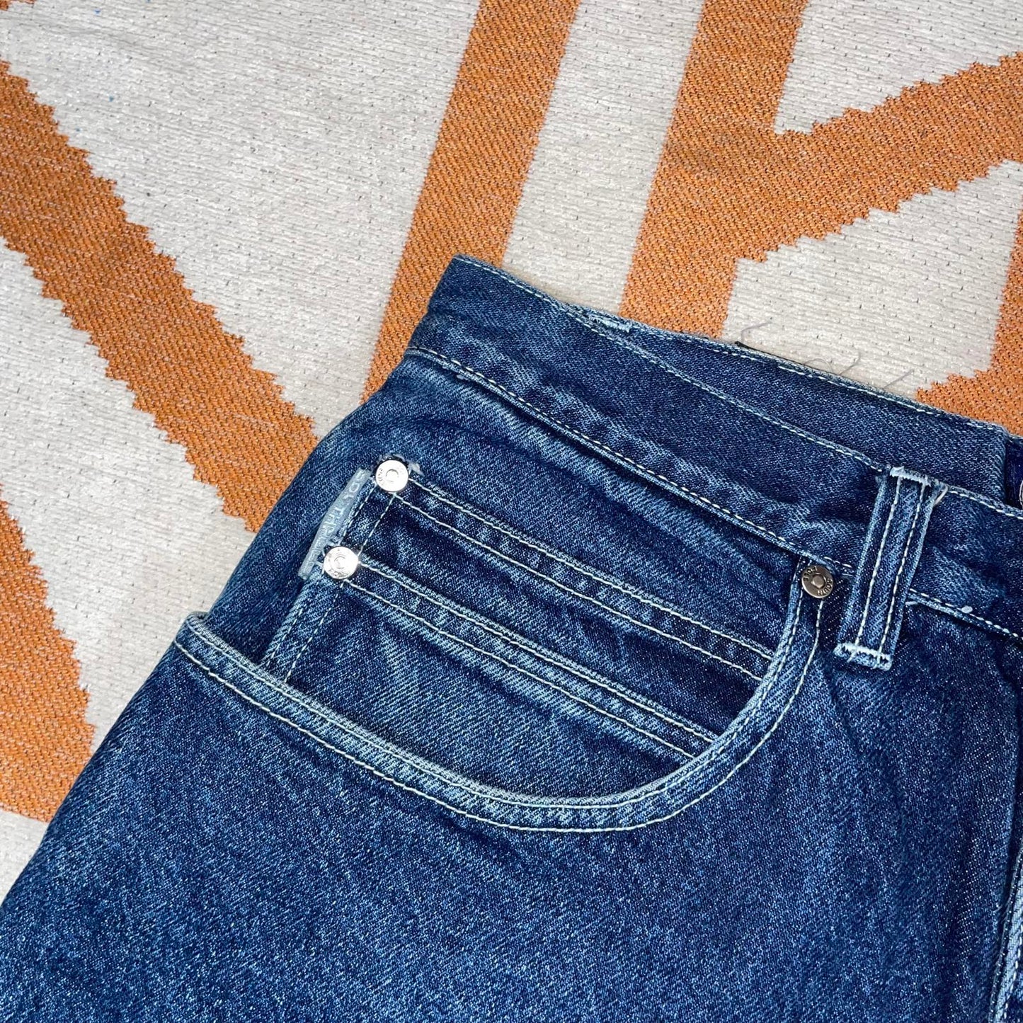 Southpole 90s Embroidered Baggy Blue Denim Jeans 32x33