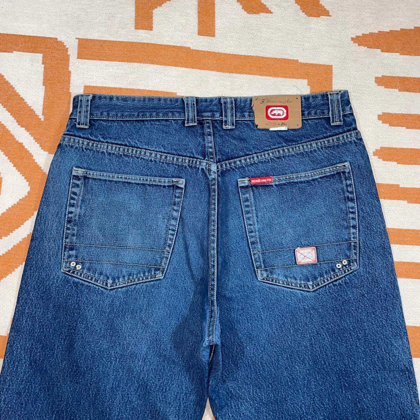 Ecko Unltd. 00s Anniversary Rhino Baggy Blue Jeans 36x30