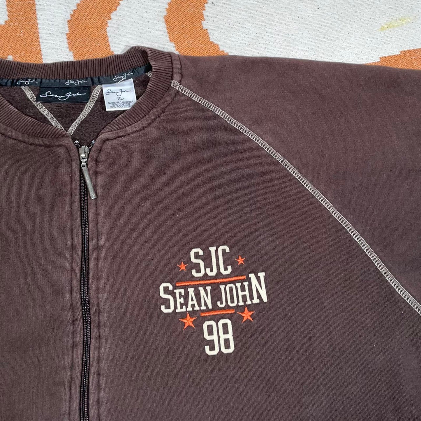 Sean John 00s Embroidered Zip Brown Track Jacket XL
