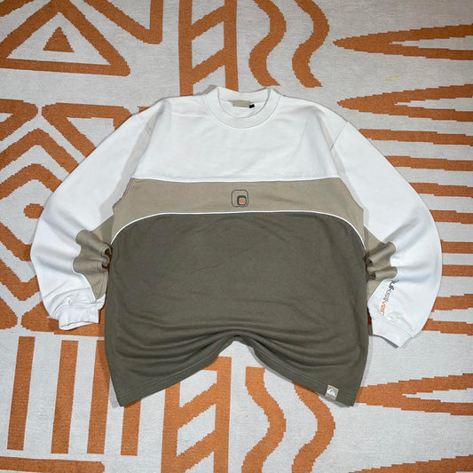 Quiksilver 00s Panelled Logo Khaki Sweatshirt L