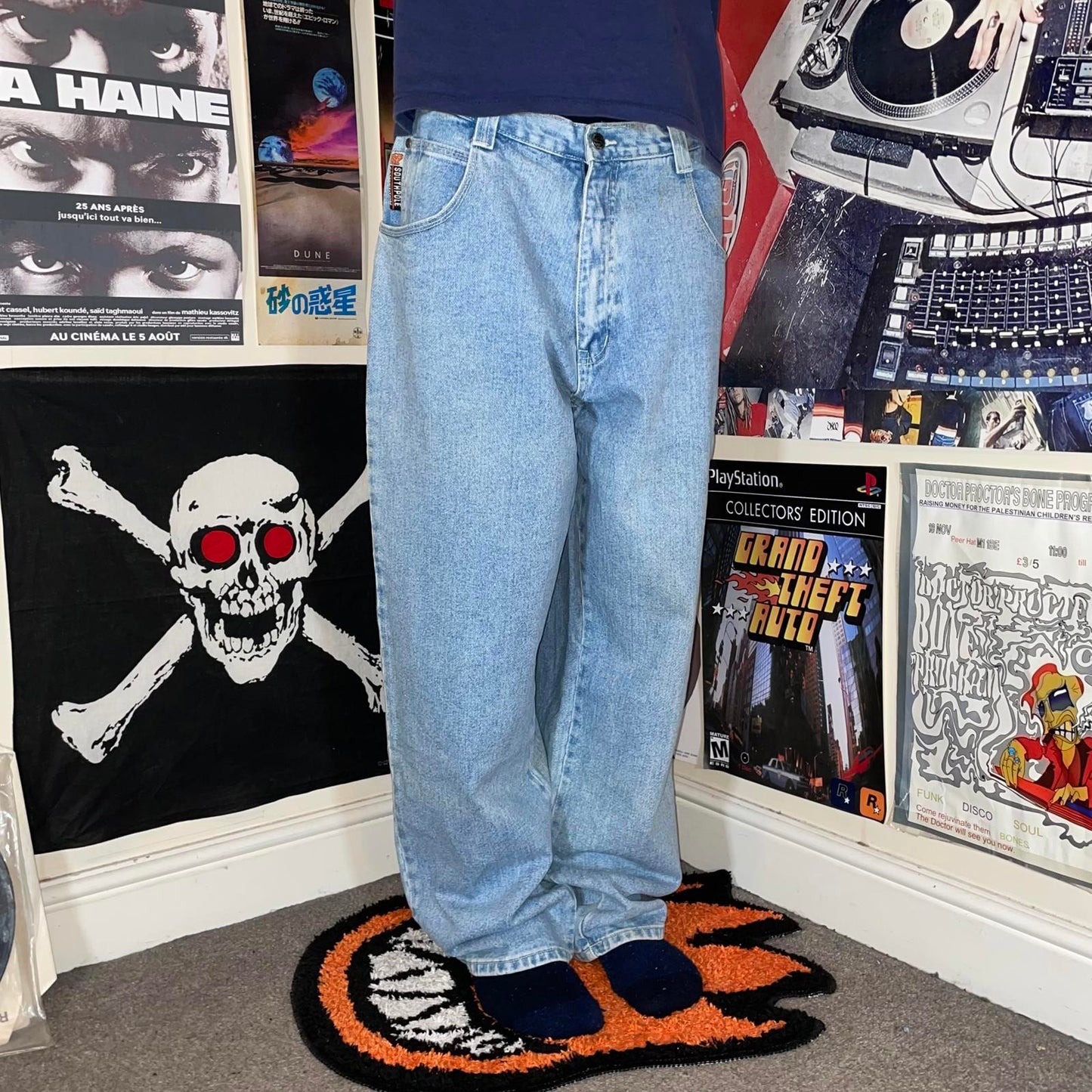 Southpole 00s Embroidered Light Blue Baggy Denim Jeans 34x32