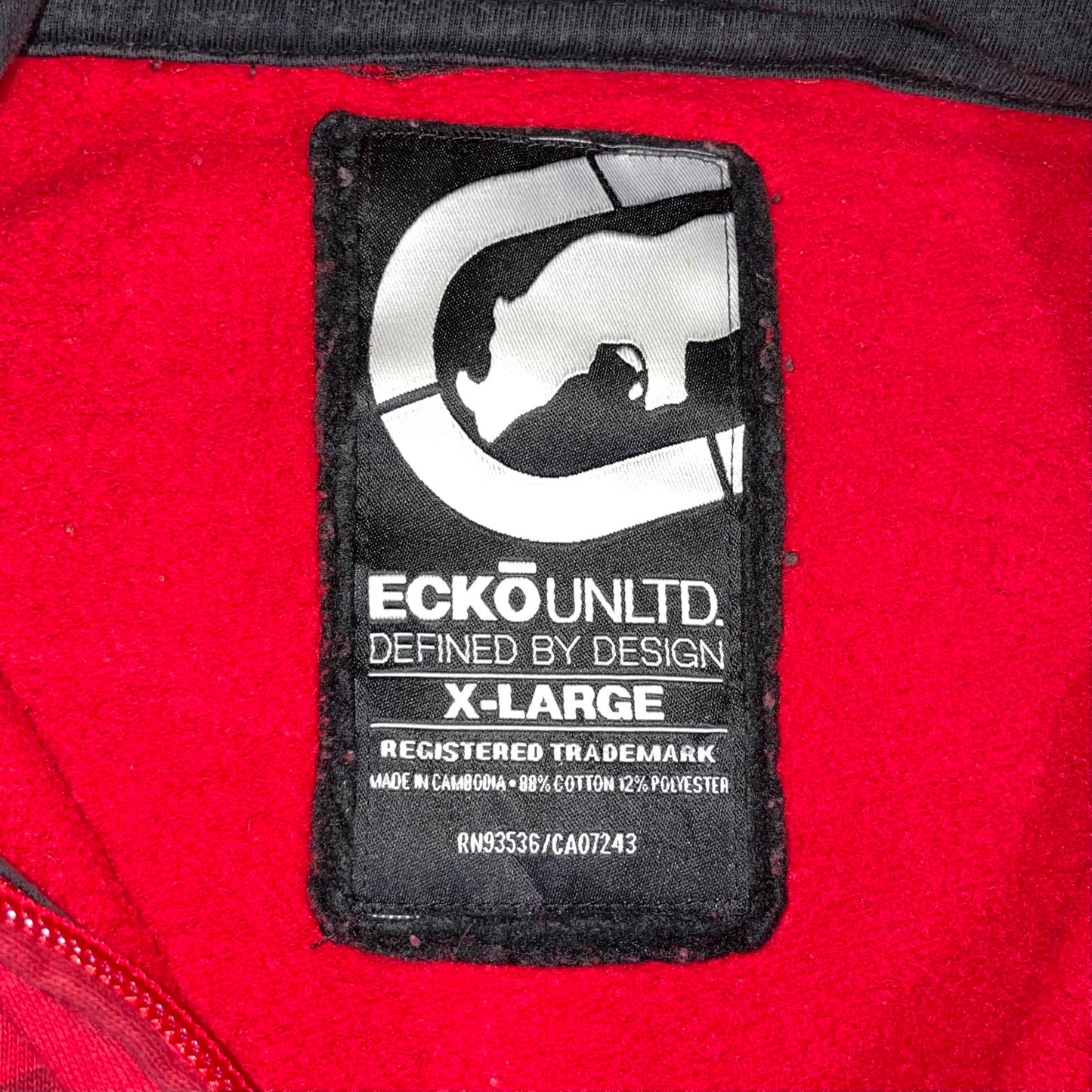 Ecko Unltd. 00s Embroidered Red Zip Hoodie XL