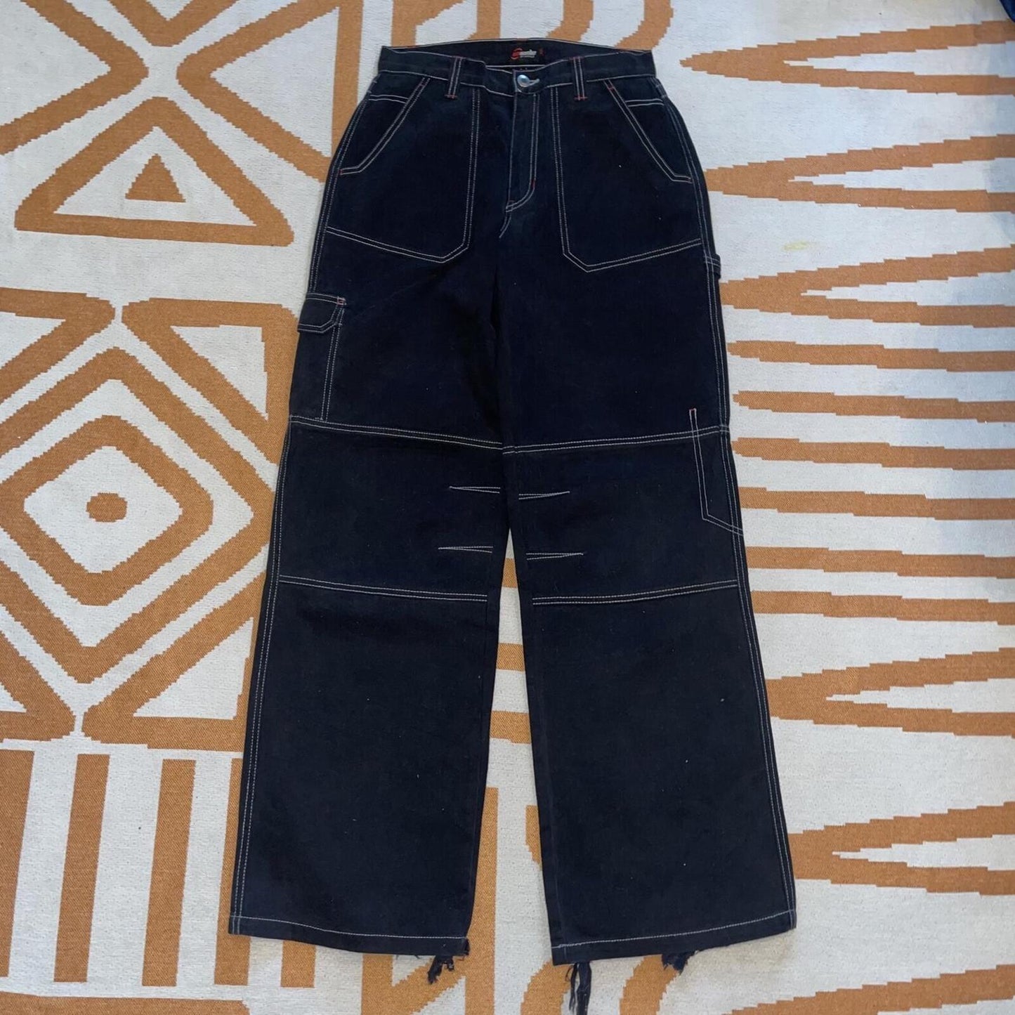Campus 00s Embroidered ‘AC-WEAR’ Black Trousers 28x33