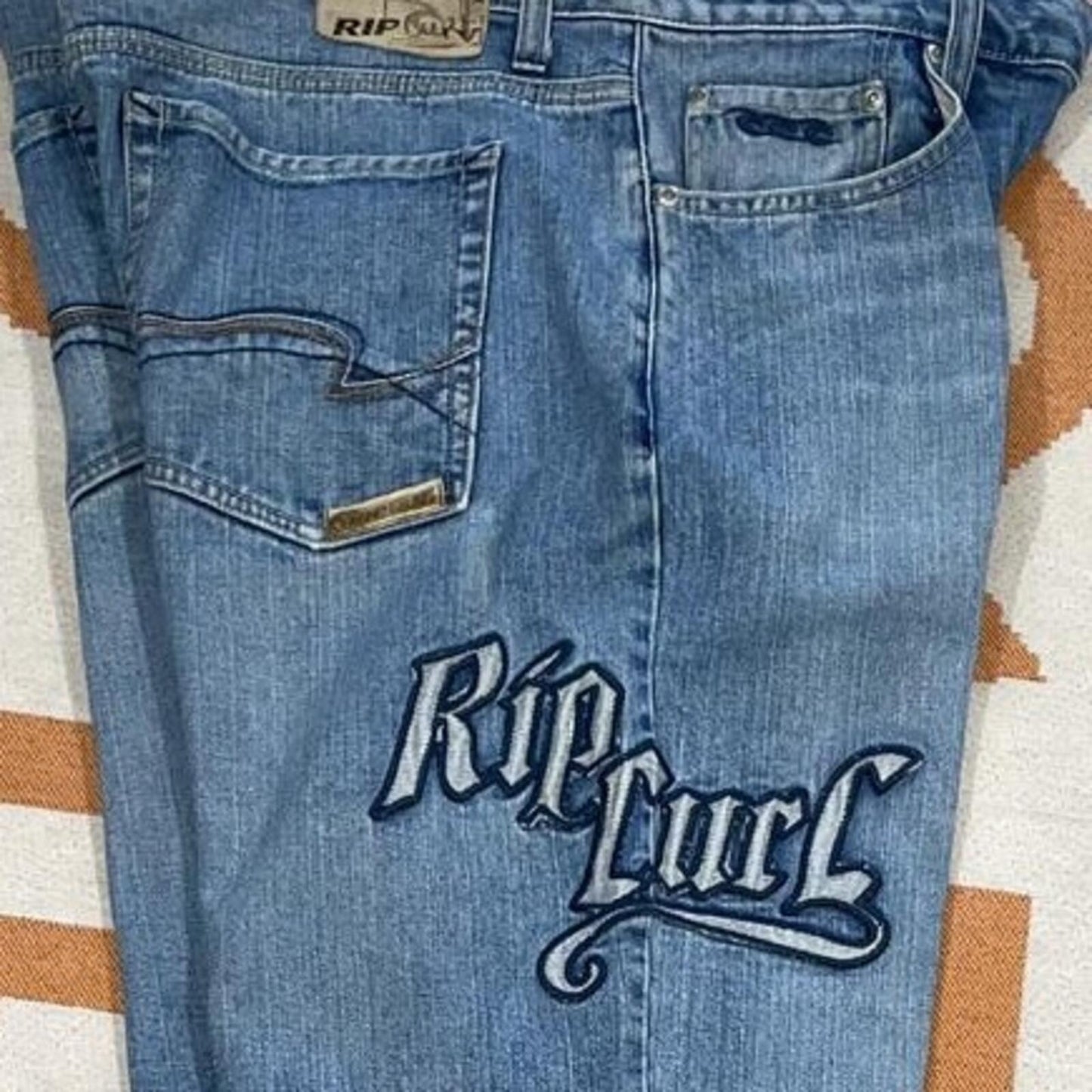 Rip Curl 00s Embroidered Surf Baggy Jeans 38x34