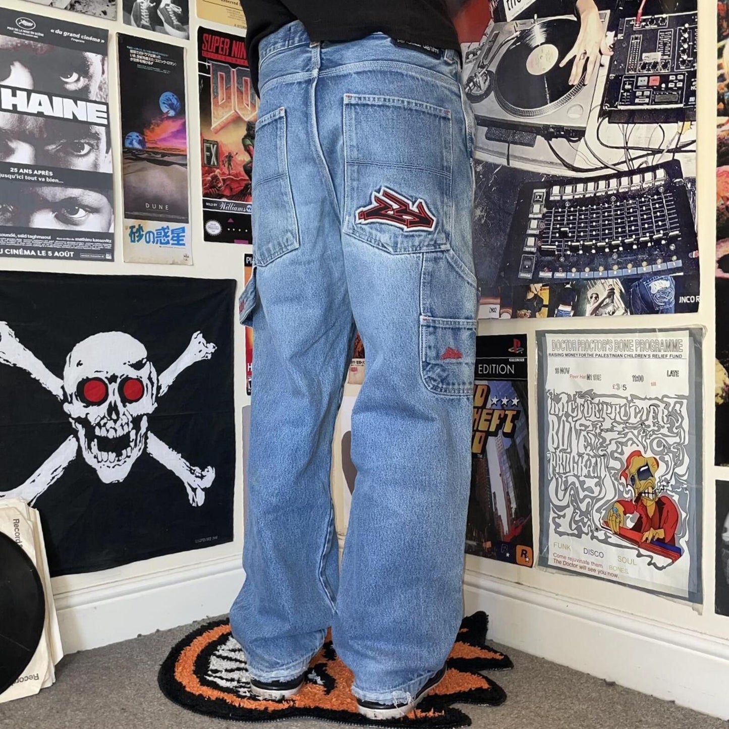 Sancezz 90s Embroidered ‘ZZ’ Baggy Blue Jeans 31x31