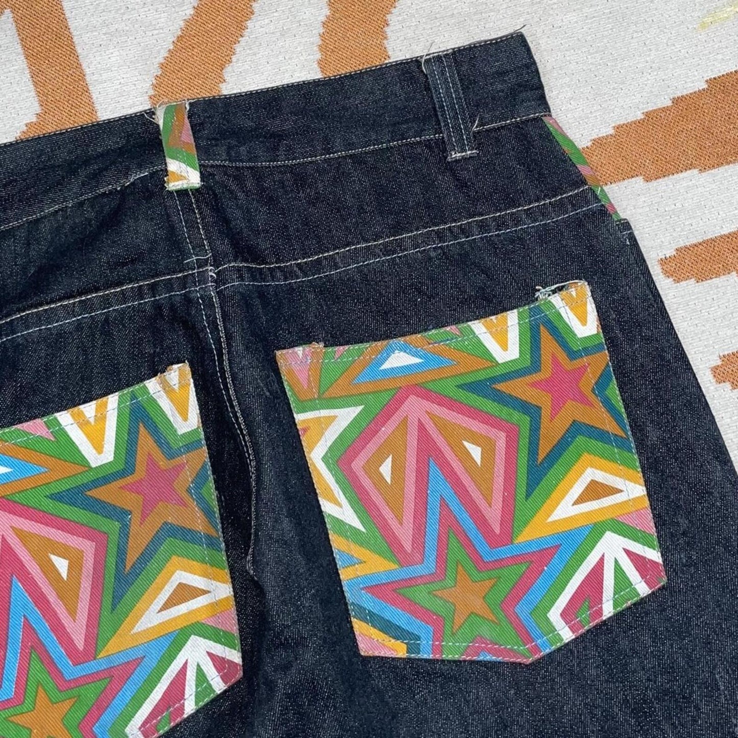 Struggle 00s Pattern-Printed Black Denim Jeans 34x34